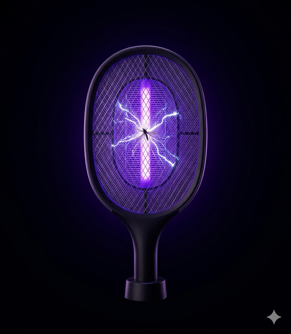 2-in-1 Electric Mosquito Killer Racket — Auto Zap & Manual Mode | USB Rechargeable | 4000V Powerful Bug Zapper for Home, Office & Outdoor