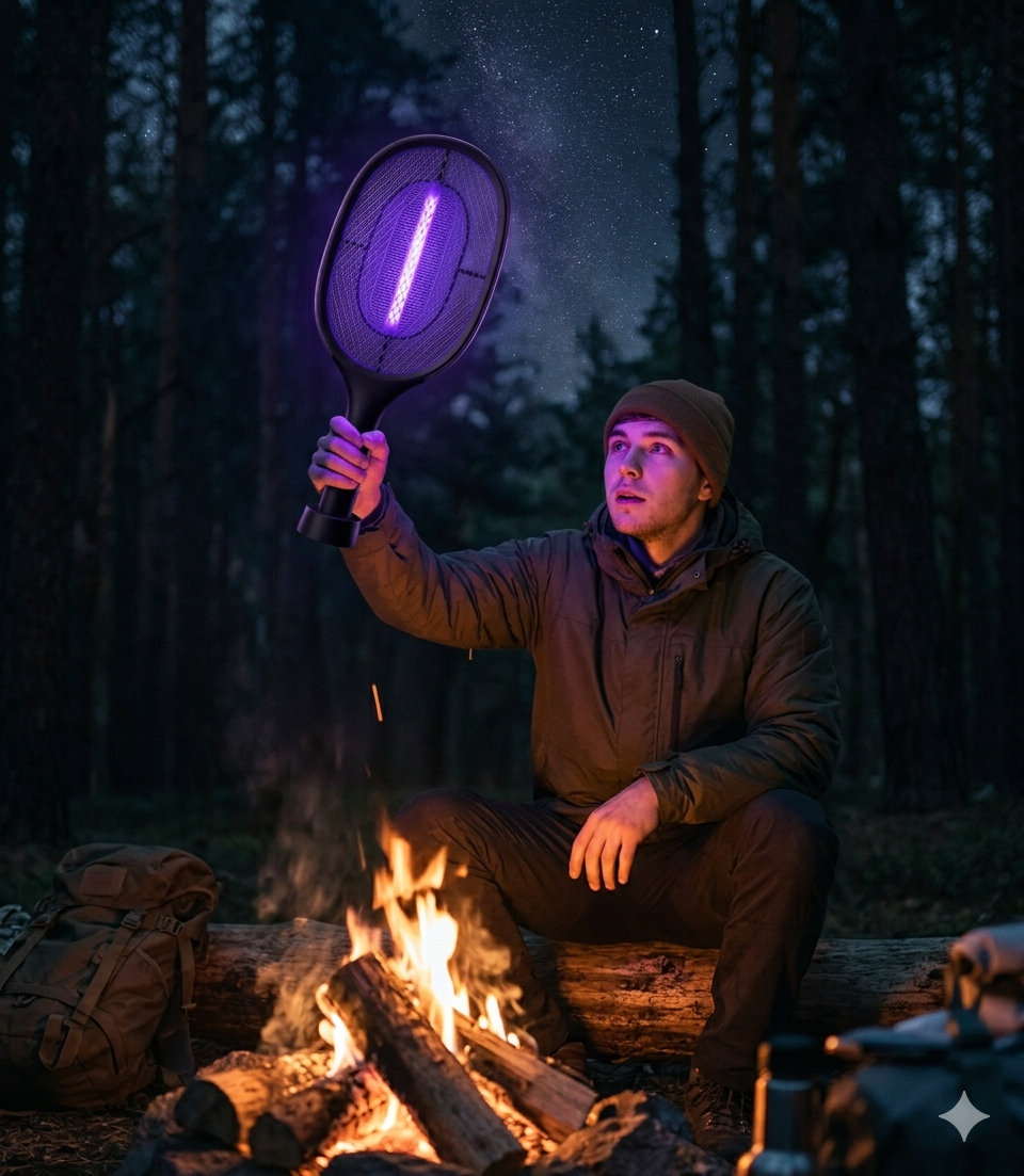 2-in-1 Electric Mosquito Killer Racket — Auto Zap & Manual Mode | USB Rechargeable | 4000V Powerful Bug Zapper for Home, Office & Outdoor