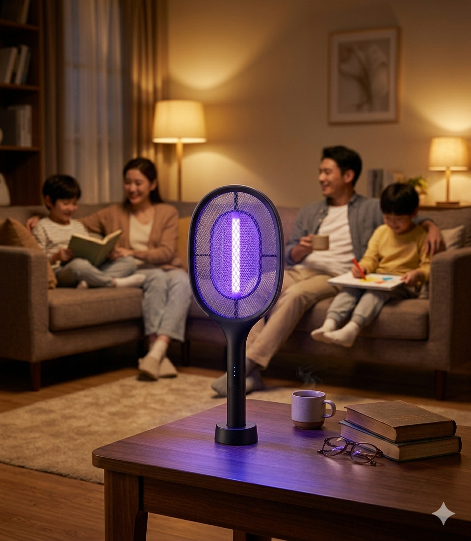 2-in-1 Electric Mosquito Killer Racket — Auto Zap & Manual Mode | USB Rechargeable | 4000V Powerful Bug Zapper for Home, Office & Outdoor